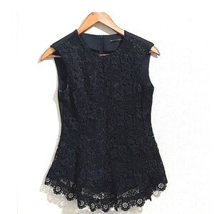 Zara Black Lace Peplum Top – XS